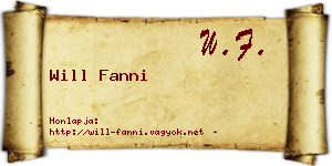 Will Fanni névjegykártya