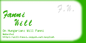 fanni will business card